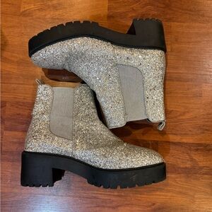ASOS Glittery Silver Ankle Boots size 8.5